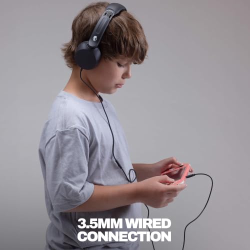 Image of Skullcandy Icon 180 Wired Headphones, Built-in 85dB Volume Limiter, Comfortable On-Ear Fit, Adjustable Headband, Convenient for Travel with 3.5mm AUX Plug, in-Line Microphone - True Black