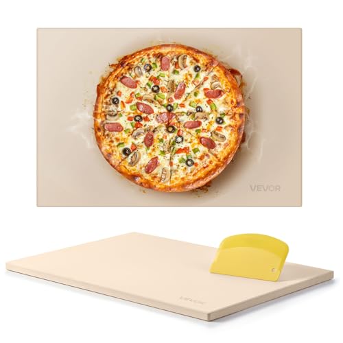 VEVOR Piedra para Hornear Pizza de 508 x 355 mm, Rectangular de Cordierita, Placa Extragrande con Raspador, 17 mm de Grosor, Resistente al Calor, Apta para Cocina, Horno, Pan, Pizza y Parrilla