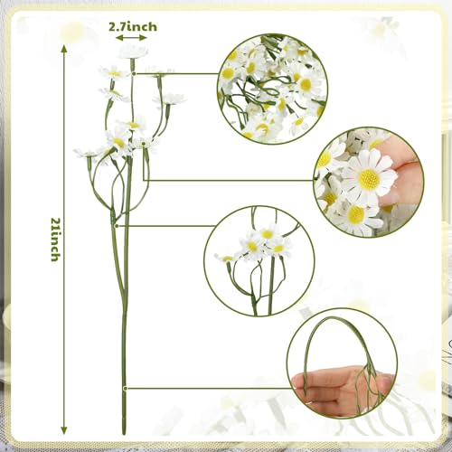 Riceshoot 10 Bundles Daisy Flowers Artificial White Artificial Flowers Bulk UV Resistant Fake Daisies Faux Flowers Wildflower Bouquet with Stems for Home Window DIY Garden Wedding Indoor Decorations - Thumbnail 3