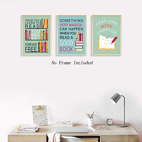 Image of CHDITB Colorful Wall Art Print Inspirational Read Books Quote Artwork,Watercolor Books Art Painting, Set of 6 Art Posters(8 inch x10) Motivational Saying Canvas Poster For Classroom Library Study Decor
