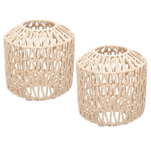 Hoement 2個?藤編みランプシェード 和風手作りペンダントライトカバー 温かみのある光で目に優しい 天井照明用装飾 インテリア用吊り下げ