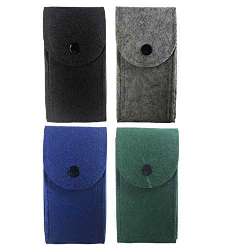AGEN KGEN 4PCS Watch Pouch Watch Travel Case for Men and Women Watch Storage Bag, Portable Felt Watch Pouch Watch Travel Organizer Protective Watch Box Pouch (Black&Green&Blue&Gray)