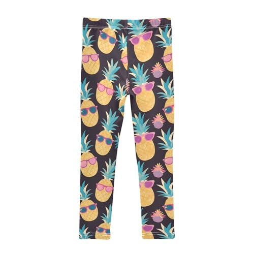Wusikd Pineapple Sunglasses Girls' Leggings Toddler Doodles Colorful Kids Yoga Pants Dance Active Tights 4T2