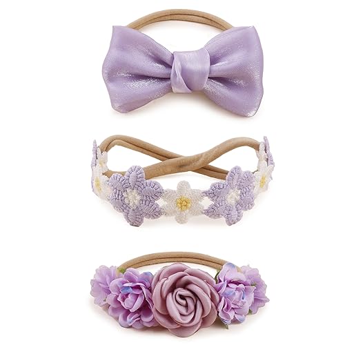 Image of BFNAAgirl New Model Baby Girl Nylon Headbands Nylon Flower Elastic Hairbands 3pcs Hair Accessories Gift for Newborn Infant Toddlers (BF-XKFD008)