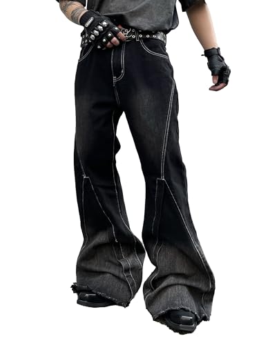 Men‘s Irregular Sutures Flared Jeans Bell Bottom Jeans Disco Pants 60s 70s Retro Trousers