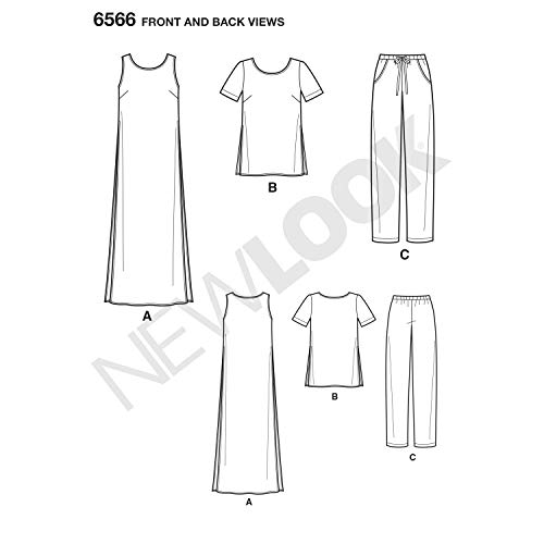 New Look Sewing Pattern Set for Women's Tunic/Top and Pants, Paper, White, A (8-10-12-14-16-18), UN6566A