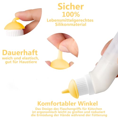 Gufastoe 5Pcs Haustier Fütterung Mini Silikon Nippel mit Flasche für Welpen Hund Katze oder andere Haustiere (Modell 4)