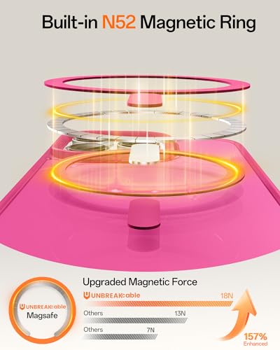Image of UNBREAKcable Magnetic for iPhone 16 Pro Case 6.3-Inch, Compatible with MagSafe, Full Camera Protection, Built-in Magnetic Ring, Drop Protection Shockproof Slim Phone Cover - Hot Pink