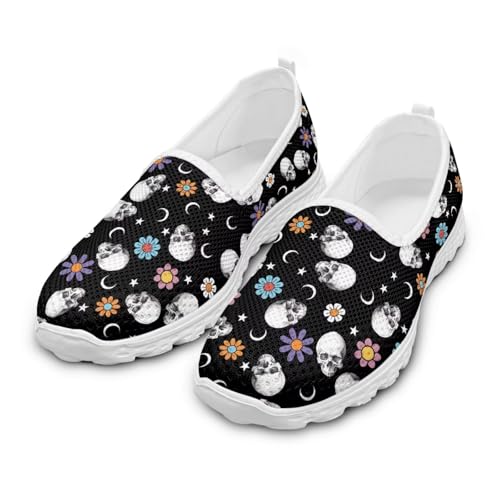 Women's Walking Flats Shoes -Fashion Print Lightweight Athletic Casual Gym Slip on Sneakers