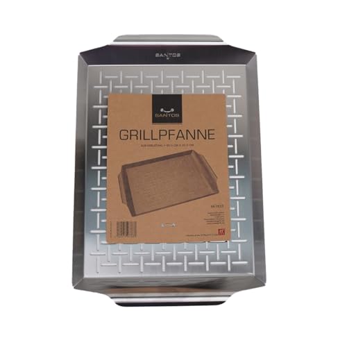 SANTOS gelochte Grillschale XXL Edelstahl Grillkorb 44 5x30 cm Gemüsekorb für Grill Fleisch Fisch & Meeresfrüchte rostfrei & spülmaschinengeeignet