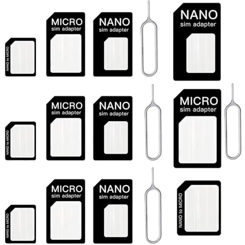 4 in 1 Nano SIM Karten Adapte, 4 Set Nano-SIM Adapter mit SIM-Auswurfstift, kompatibel mit Smartphone, SIM und Micro SIM Karten Adapter Set für Smartphone, passgenau, Nano zu Micro, Nano zu Standard 4 in 1 Nano SIM Karten Adapte, 4 Set Nano-SIM Adapter mit SIM-Auswurfstift, kompatibel mit Smartphone, SIM und Micro SIM Karten Adapter Set für Smartphone, passgenau, Nano zu Micro, Nano zu Standard