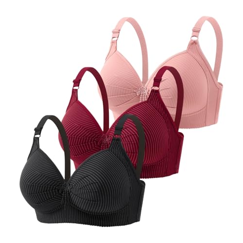 Sujetador de mujer cómodo bralette de encaje floral verde oscuro en pack de 3 piezas
