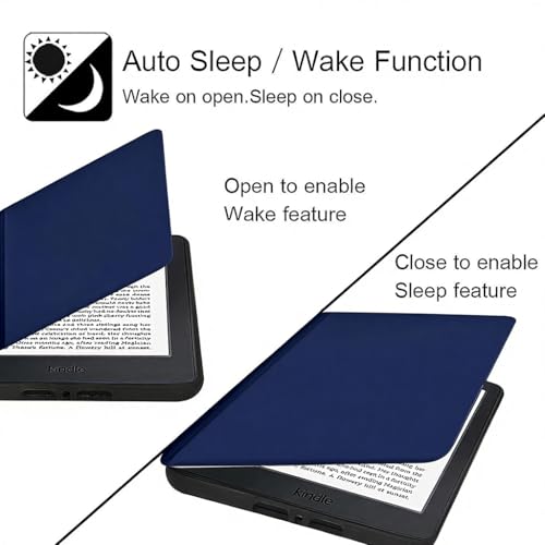 Image of MOCA Case for Kindle Paperwhite 12th Gen 7 inch (2024) & Kindle Colorsoft 7 inch (2025), Slim PU Leather Cover with Auto Wake /Sleep, Magnetic Closure, Lightweight (Navy Blue)