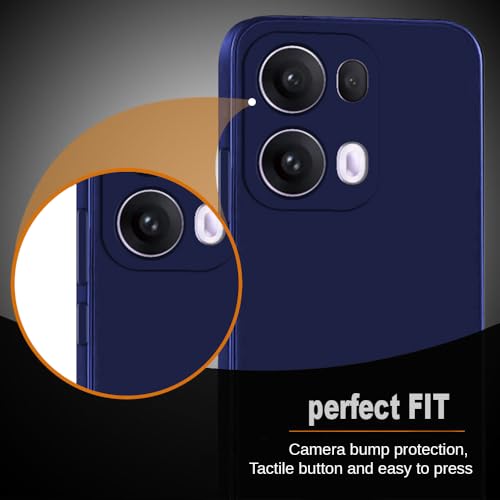 Image of Back Cover for Oppo Reno13 Pro 5G | Full Camera Protection | Premium Liquid Silicon Case | Flexible Bumper Case for Oppo Reno13 Pro 5G (Dark Blue)
