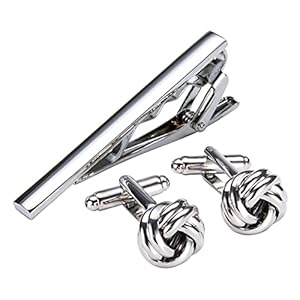 Slive Manchetknopen Stropdas Clip for Dasspeld for Heren Gift Klassieke Patroon Tie Bar Manchetknopen Dasspeld Set/1953