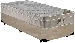 Cama Box + Colchão de Molas Ensacadas - AirTech SpringPocket - Ortobom (BEGE, Solteiro 88)