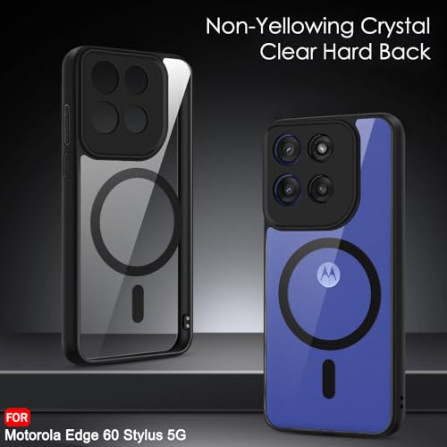 Image of TheGiftKart Hybrid Shockproof Back Cover Case for Motorola Moto Edge 60 Stylus 5G | Hard Back Cover for Motorola Edge 60 Stylus (PC & TPU, MagSafe Compatible, Transparent Clear Back, Black Sides)
