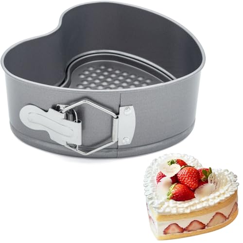 CTCEHL Springform Herz 17 cm kuchenform Herz Herzform Backform mit Flachboden Kuchen Springform Kuchenbackform Tortenbackform Tarteform für Kuchen Pizza und Pfannkuchen