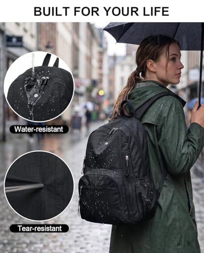 Mochila para mujer para portátil resistente al agua negra miniatura 5