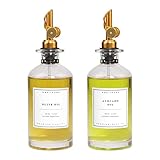 SmartHome Olive Oil Dispenser, 2 Pack 11.8OZ Glass Bottle Dispenser with Metal Auto Pure Spout, Oil and Vinegar Dispenser set with Collapsible Funnel & Labels (Gold)