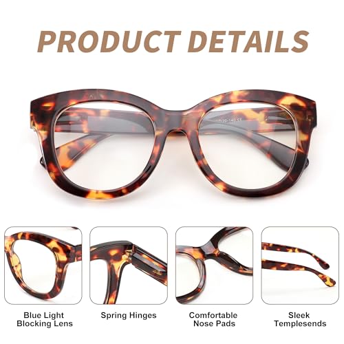 Image of FEISEDY Retro Blue Light Glasses for Women Men, Thick Square Glasses Blue Light Blocking, Anti Glare Digital &Eyestrain B0278