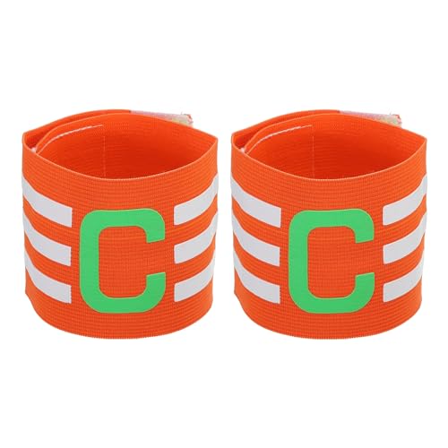 PATIKIL Captain Armband, 2 Pack Adjustable Elastic Soccer Captain's Arm Band for Outdoor Football Training Team, Orange White