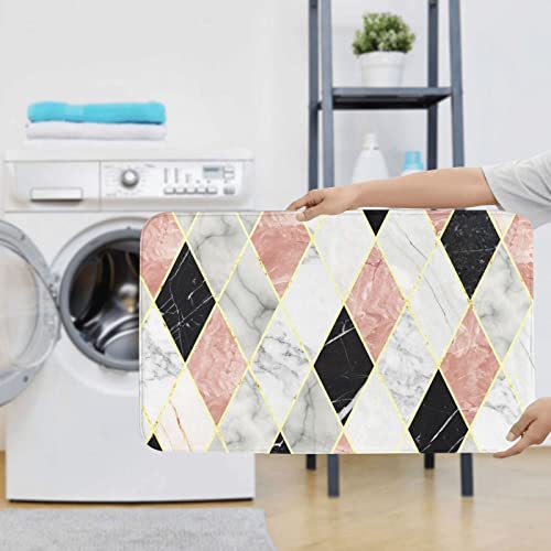 ARLTTH Badematte Mit Marmorstruktur, 3-teiliges Badezimmerteppich, Rutschfester Und Weicher, Saugfähiger Polyester-Teppich, U-förmiger Konturteppich Und Toilettendeckelbezug (rosa Marmor) – Bild 8