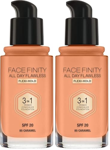 Image of Max FactorFacefinity All Day Flawless 3 In 1 Liquid Foundation, Shade 85 caramel, Caramel, 30 ml Matte Finish (Pack of 2)