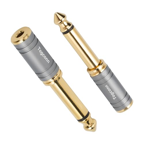 Image of 6.35mm 1 /4 Inch to 3.5mm 1 /8 Inch Adapter 2 Pack, 6.35mm Quarter Inch TS Mono Male to 3.5mm TRS Female Stereo Jack Plug Audio Converter Connector Premium Quality Series for Speaker, Headphone, Guitar