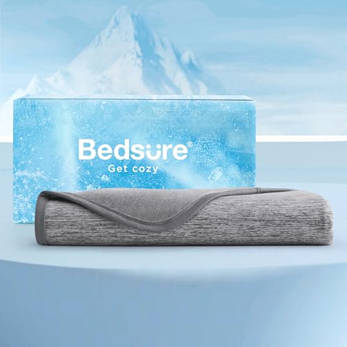 Bedsure Cooling Blanket for Hot Sleepers - Cold Blanket Queen Size for Sleeping, Ice Summer Cool Bedding with Rayon Derived from Bamboo, Lightweight Arc-Chill Thin Room Bed Cooling Essentials, 90x90