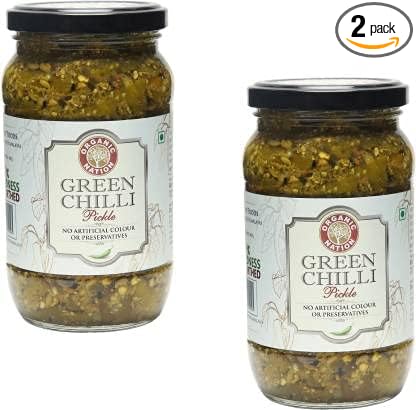 Organic Nation Green Chilli Pickle Pack Of 2