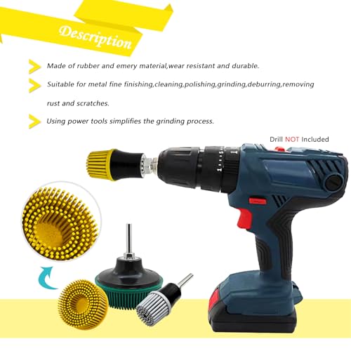 Image of HIEMIE Tools Bristle Disc Set includ 3 inch 2 inch 1 inch Grit 80#,with 3 inch 2 inch 1 inch Shank Attachment Abrasive Coating Removal Disc for Metal