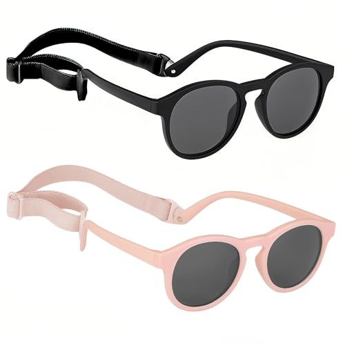 Image of 2 Pack Toddler Sunglasses Polarized with Strap for 0-24 Months /2-4 Years Kids, Girls Boys Baby Glasses UV Protection
