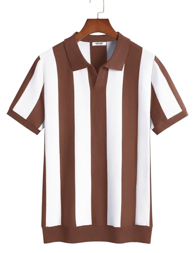 Image of COOFANDY Men's V Neck Short Sleeve Stretch Knit Polo Shirt