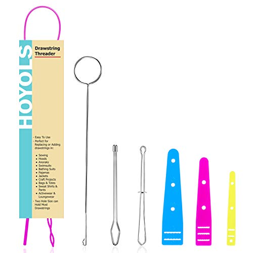 Drawstring Threader â€“ 7Pcs Set, Bodkin Threader, Sewing Loop Turner, Elastic Threaders Tweezers, Quick & Easy Flexible Rethread Drawstrings Replacement Tools Needle for Craft Hoodies Sweatpants Ballet