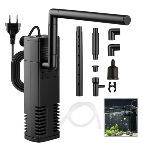 Nimbust Filtre Interne pour Aquarium 20L à 40L – 3 en 1 avec Pompe, Filtration Double, Design Silencieux et Facile à Installer, Idéal pour Eau Douce, Eau...
