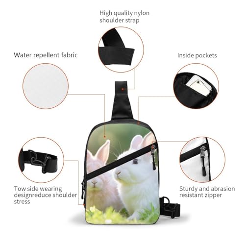 Cute Rabbits Print Men's and Women's Foldable Crossbody Bag,Sports Crossbody Bags,and Daily Chest Bags3