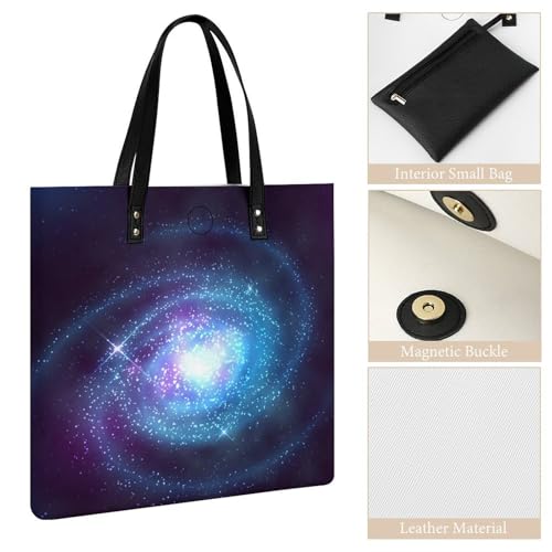 Sac à main shopper galaxie spatiale grand format souple de 39x39cm