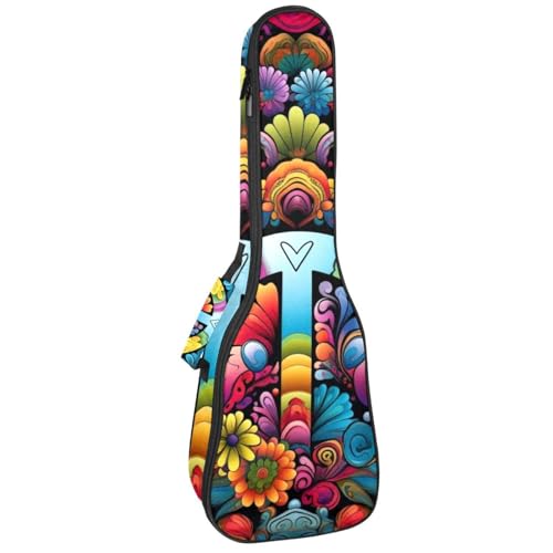 DragonBtu Housse de protection pour ukulélé avec motif signe de paix coloré avec sangle réglable, multicolore, 25.9x9x3.1in/66x23x8cm - Les Beatles, Paul McCartney, John Lennon, RIngo Starr, George Harrison DragonBtu Housse de protection pour ukulélé avec motif signe de paix coloré avec sangle réglable, multicolore, 25.9x9x3.1in/66x23x8cm