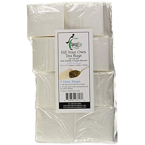 5000 Empty Tea Bags 2.5” x 2.75” White Compostable, These Heat Sealable Tea Infuser for Loose Tea Herbs are Organic Disposable Tea Strainer Bags made of Wood (pulp) Fibers Cover
