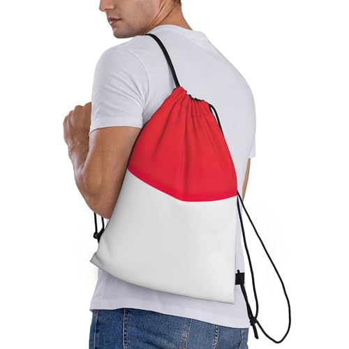 Indonesian flag print Drawstring Bag Sack Gym Bag Ditty Bag for Gym Traveling, Hiking, Yoga, Shopping for Adult3