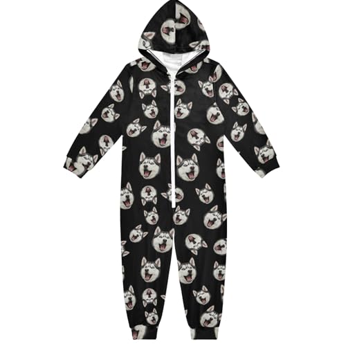 Divertido mono negro con capucha para niños, disfraz de una pieza para Navidad, Halloween, cosplay, para niños y niñas, Funny Dog Black, 5-6 años