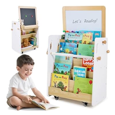 Kids Bookshelf  Easel  Toys Storage Organizer w...
