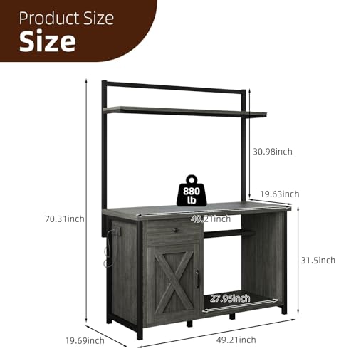 Image of 4ever2buy 55-75 Gallon Fish Tank Stand with Power Outlet, 55 Gallon Heavy Duty Aquarium Stand with Cabinet Storage for Fish Tank, Turtle Tank, Reptile Terrarium, 980LBS Capacity, Gray