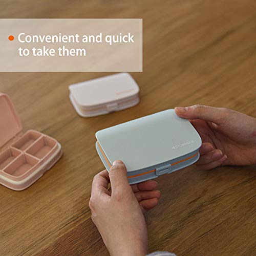 HRX Package Travel Pill Box Moisture Proof, Portable Purse Pill Case Holder Medicine Container with 6 Detachable Compartments