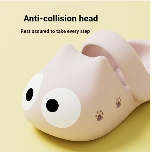 Big Eye Cat Slippers, Closed Toe Women'S Summer Thick-Soled Non-Slip Beach Shoes,Cute Cat Cartoon Shower Slippers2