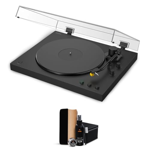 Image of Sony PS-LX5BT Fully Automatic Two-Speed Belt Drive Turntable - DC Servo Motor, 33-1 /3 & 45 RPM, Bluetooth & RCA Output, Aluminum Platter and Tonearm with Waith Premium Vinyl Record Cleaner Kit, Bundle