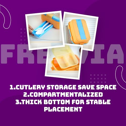 Image of Lunch Box for Kids Girls Boys, Toddler Kids Lunch Boxes for School, Lunch Containers for Adults with 3 Compartments, Utensils, Food Picks (Purple, 700 Ml)
