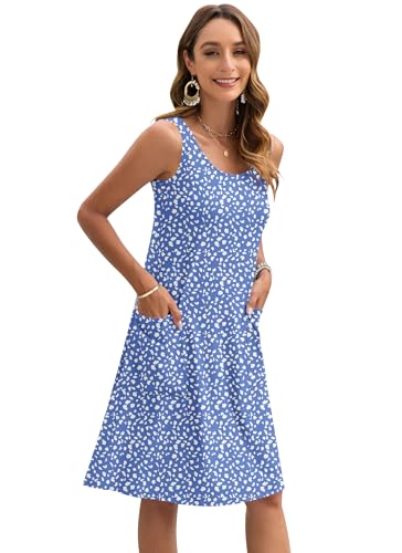 AUSELILY Summer Dresses Women UK Sleeveless Midi Women Casual Beach Dresses Light Swing Tank Dress with Pockets - Image 4