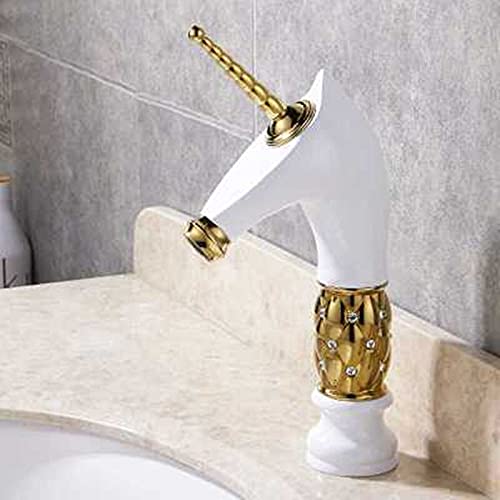 Robinet de lavabo en forme de cheval de grue en laiton pour une salle de bain style spa nature